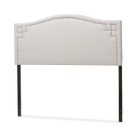 Baxton Studio BBT6563-Greyish Beige-Full HB Aubrey and Contemporary Grayish Beige Fabric Full Size Headboard